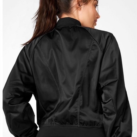 Fabletics Demi Lovato Tori Woven Women's Black Bomber Jacket Size S - Picture 2 of 9